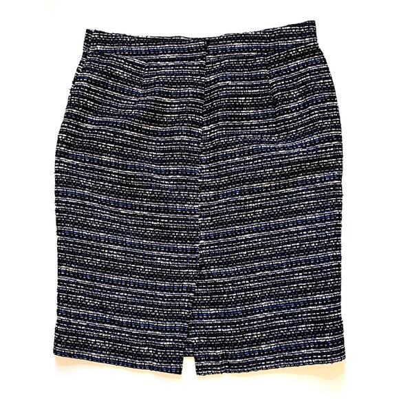 J. Crew Tweed Knee Length Pencil Skirt Blue Black Size 4 - Picture 2 of 7
